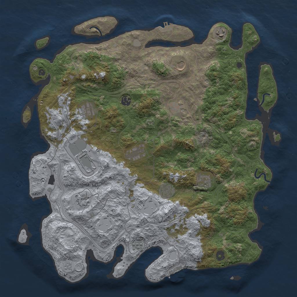 Rust Map: Procedural Map, Size: 4500, Seed: 779236576, 20 Monuments