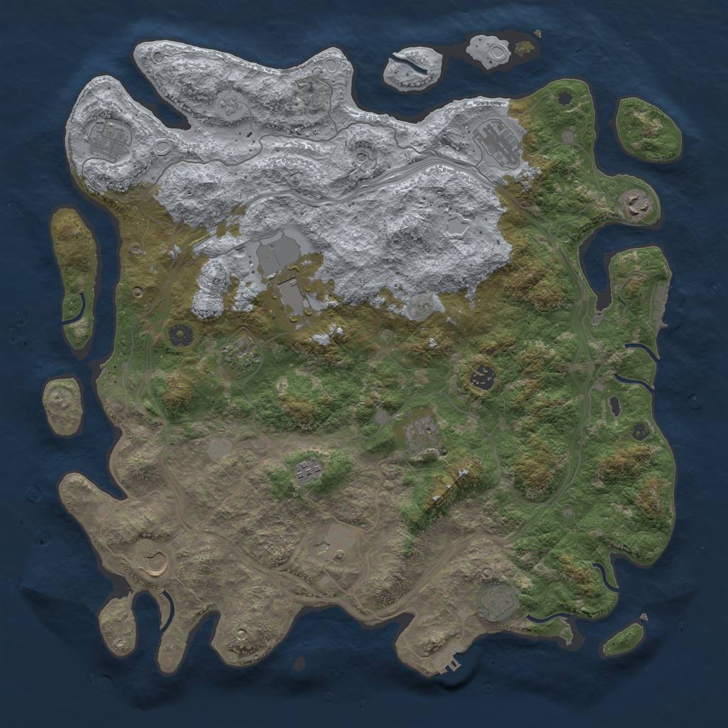 Rust Map: Procedural Map, Size: 4500, Seed: 42420, 20 Monuments