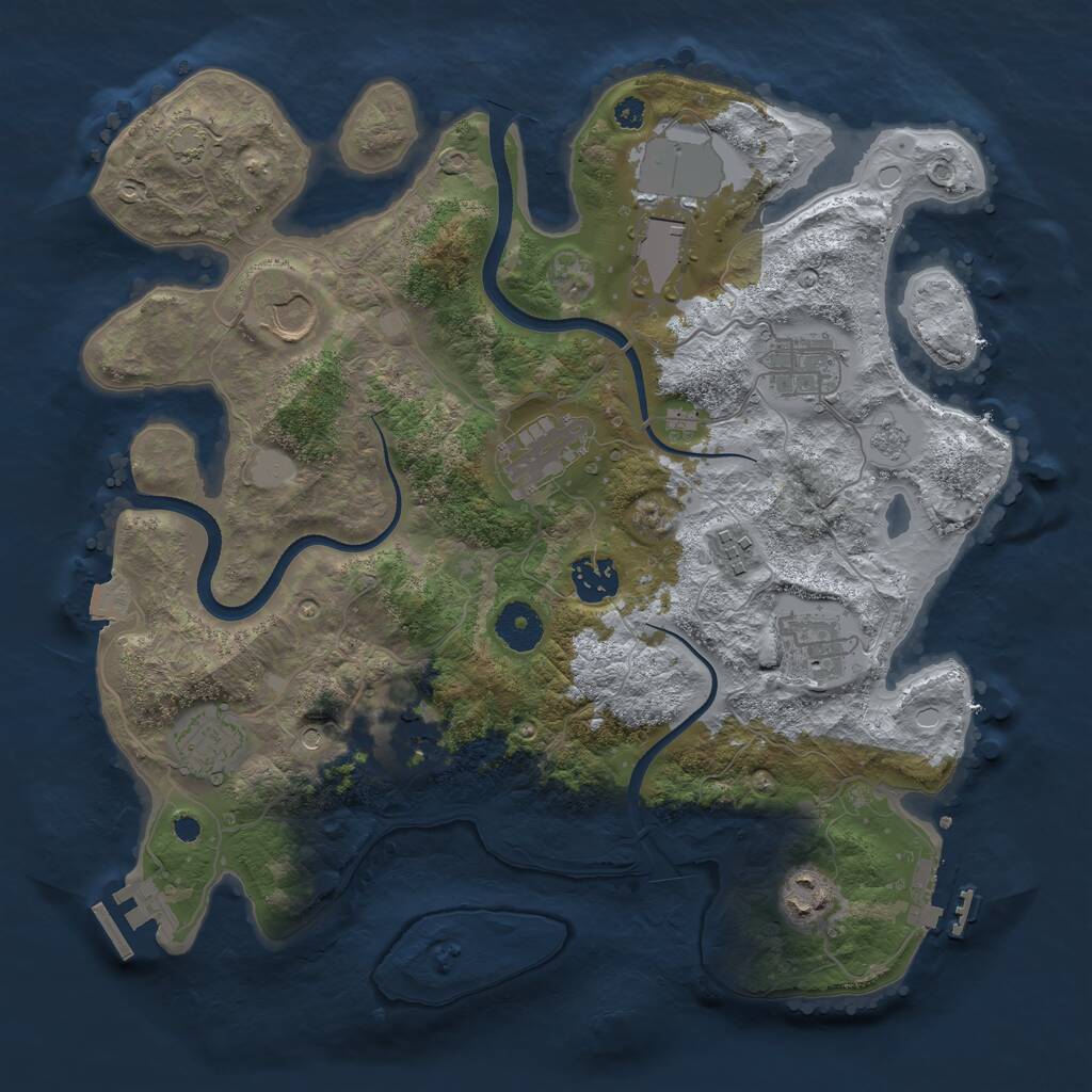 Rust Map: Procedural Map, Size: 3500, Seed: 640, 16 Monuments