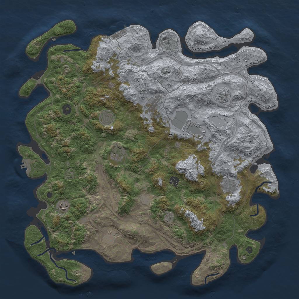 Rust Map: Procedural Map, Size: 4500, Seed: 1056531966, 19 Monuments