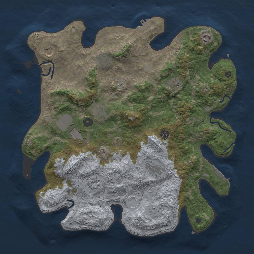 Rust Map: Procedural Map, Size: 4000, Seed: 10420, 19 Monuments