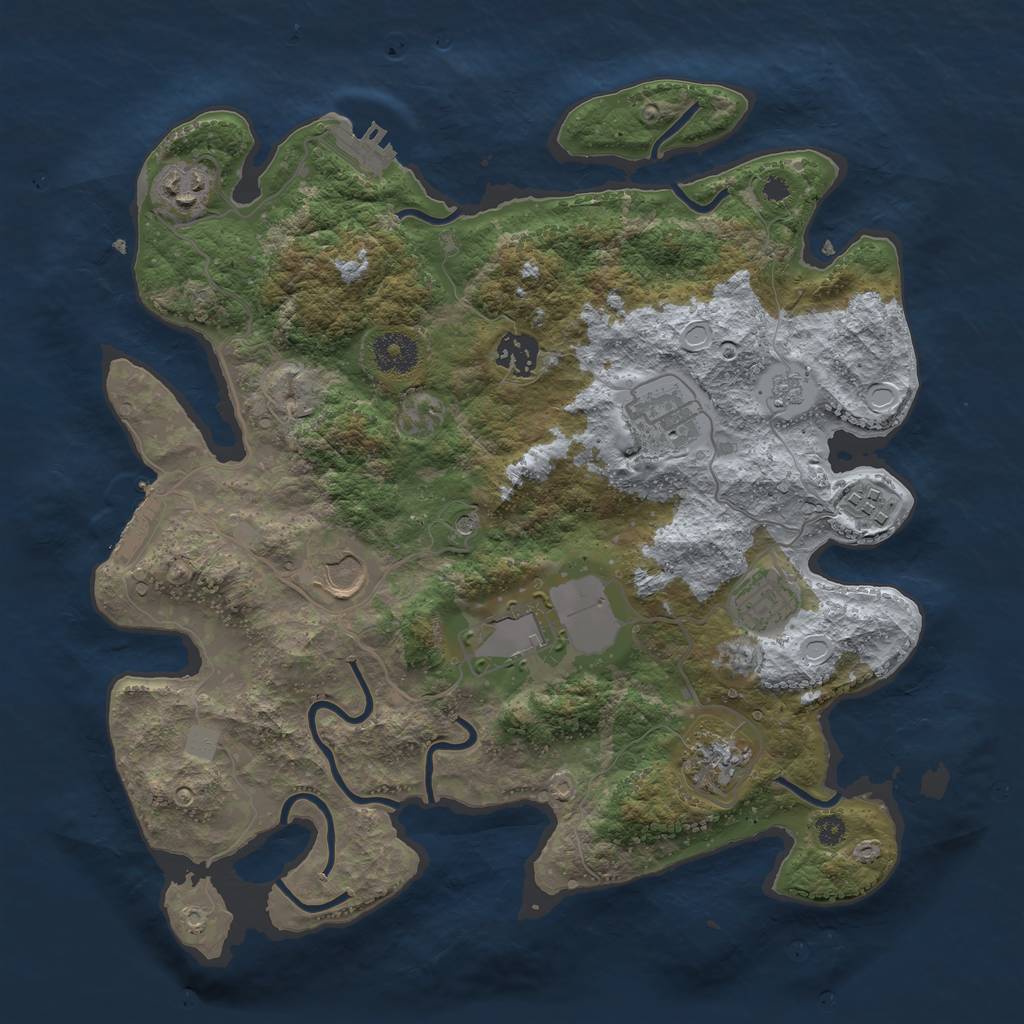 Rust Map: Procedural Map, Size: 3500, Seed: 1113252144, 17 Monuments