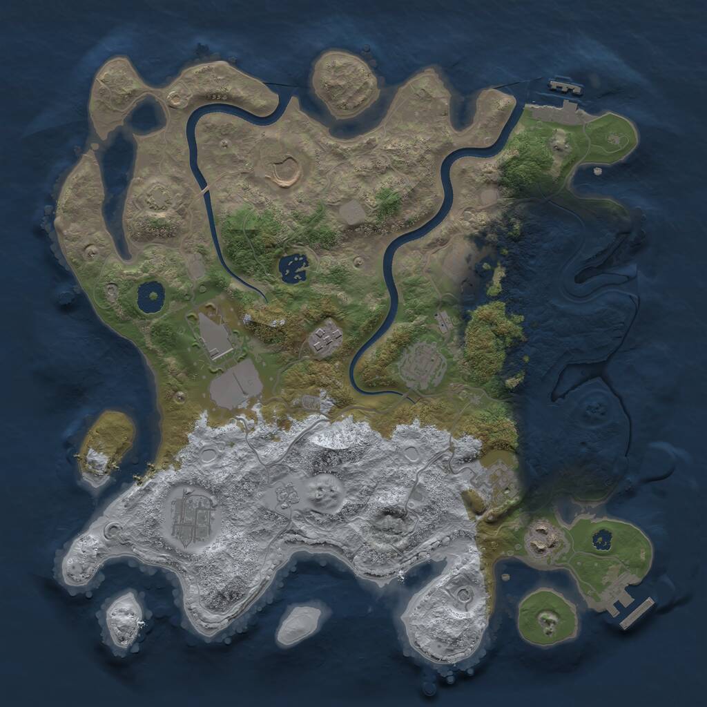 Rust Map: Procedural Map, Size: 3500, Seed: 7458748, 15 Monuments