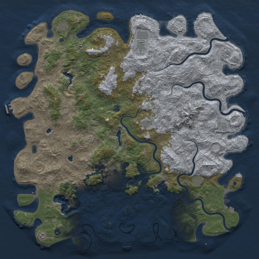 Rust Map: Procedural Map, Size: 6000, Seed: 1028, 17 Monuments