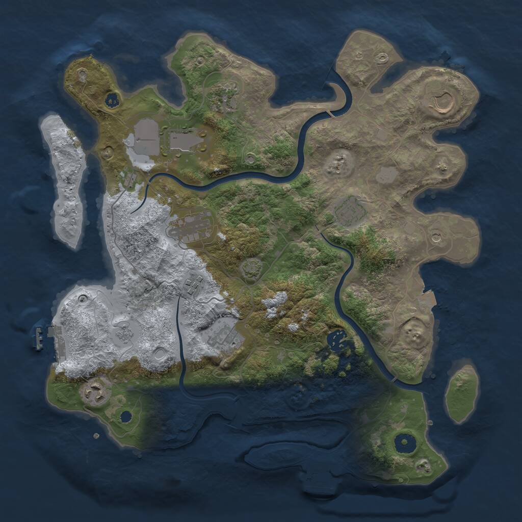Rust Map: Procedural Map, Size: 3700, Seed: 1100770207, 15 Monuments
