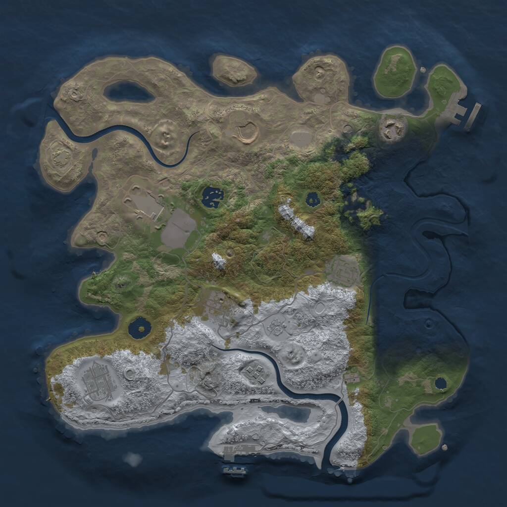 Rust Map: Procedural Map, Size: 3500, Seed: 1090221288, 14 Monuments
