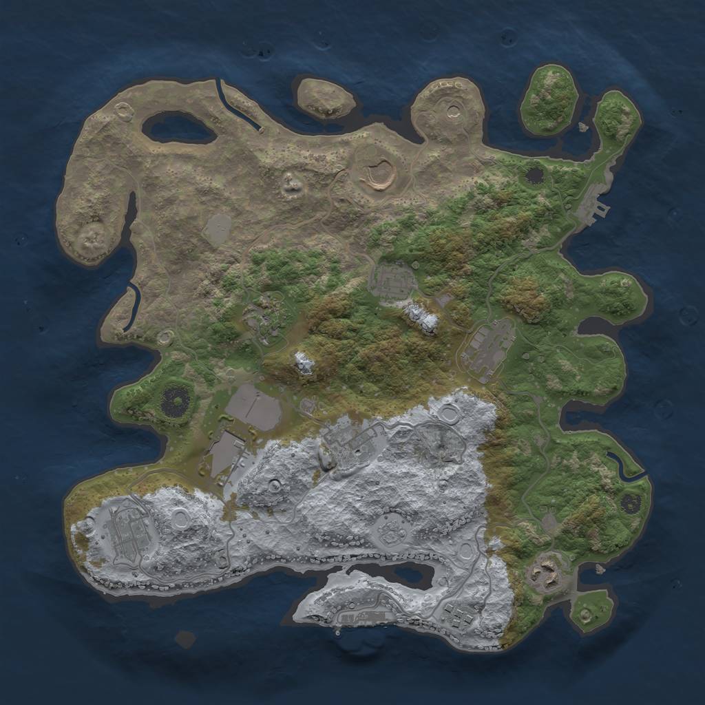 Rust Map: Procedural Map, Size: 3500, Seed: 1090221288, 18 Monuments