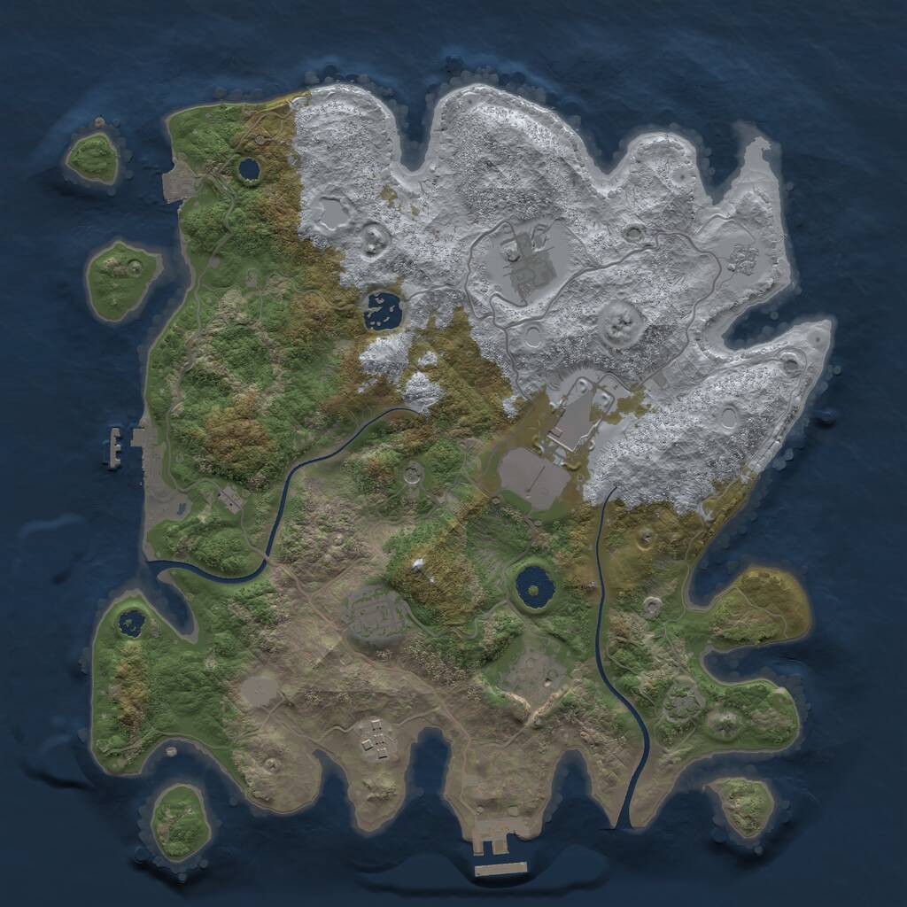 Rust Map: Procedural Map, Size: 3500, Seed: 720708521, 12 Monuments