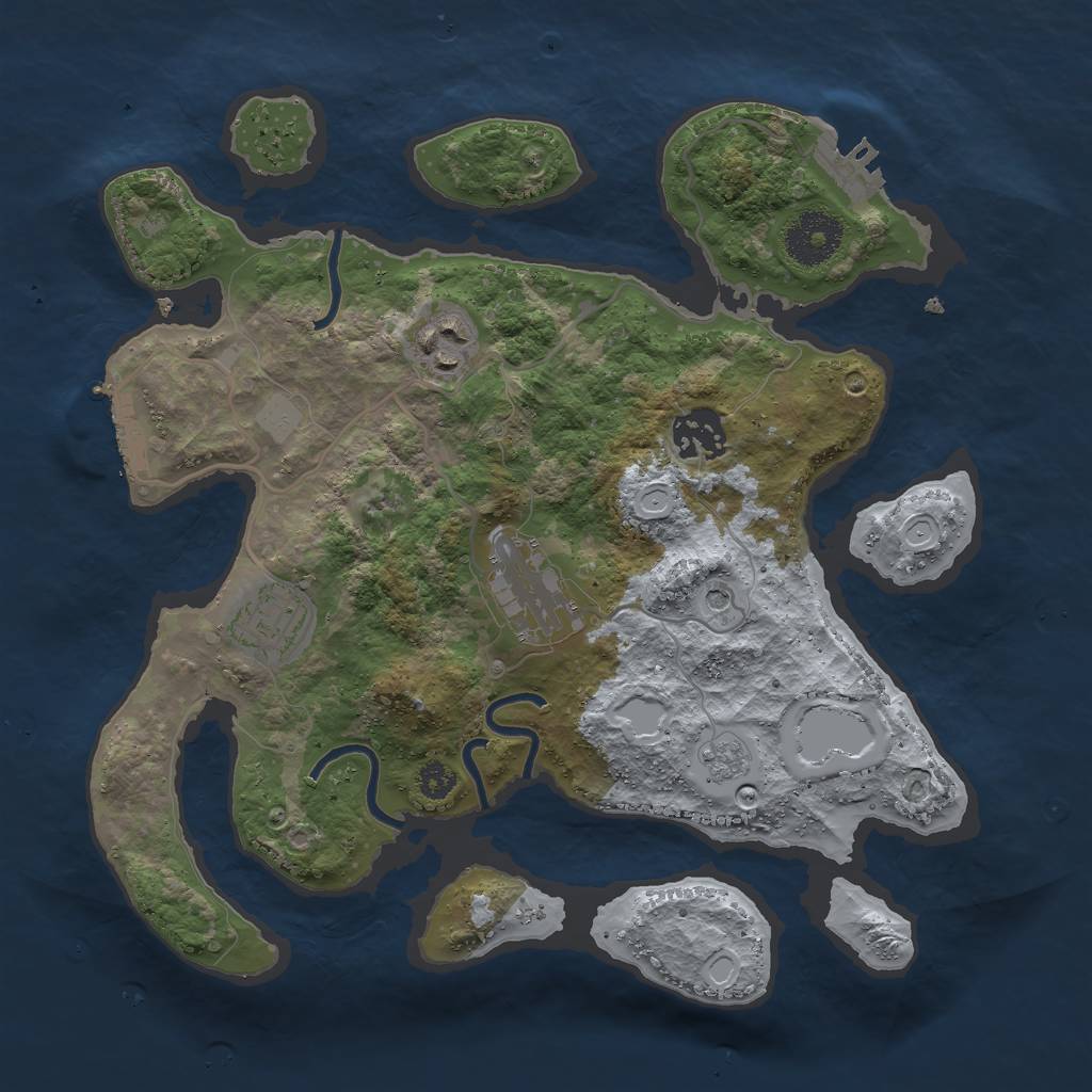 Rust Map: Procedural Map, Size: 3000, Seed: 1201567708, 13 Monuments