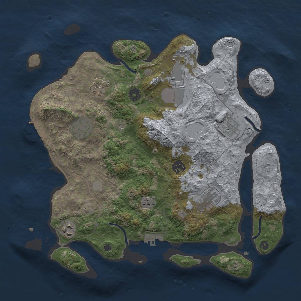 Rust Map: Procedural Map, Size: 3500, Seed: 1484, 17 Monuments