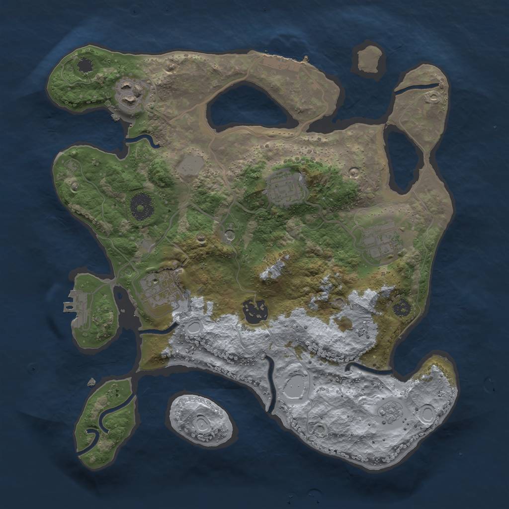 Rust Map: Procedural Map, Size: 3000, Seed: 28353, 14 Monuments