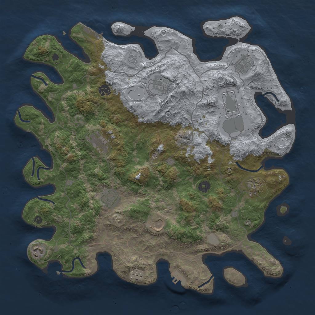Rust Map: Procedural Map, Size: 4000, Seed: 475069, 19 Monuments