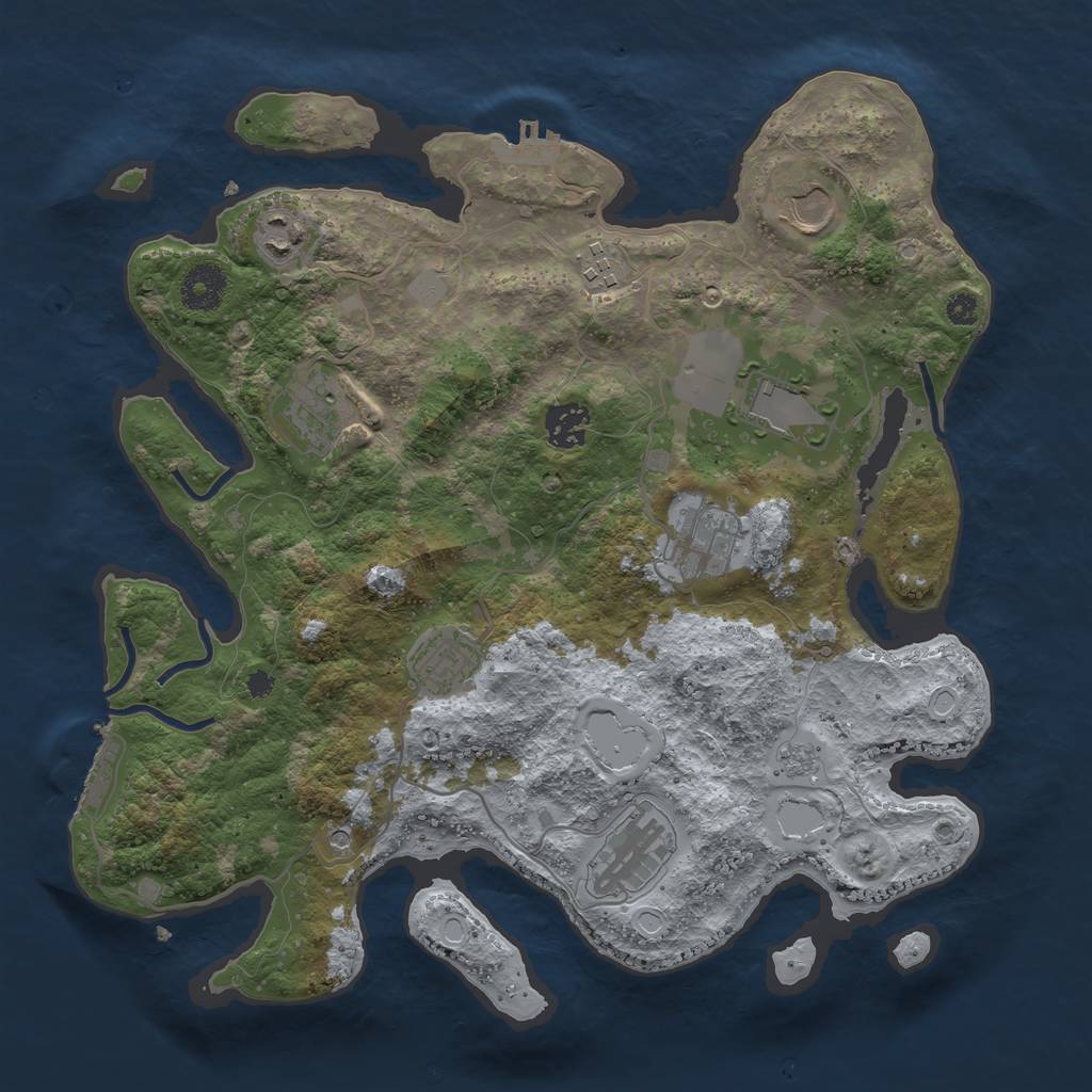 Rust Map: Procedural Map, Size: 3500, Seed: 493026905, 18 Monuments