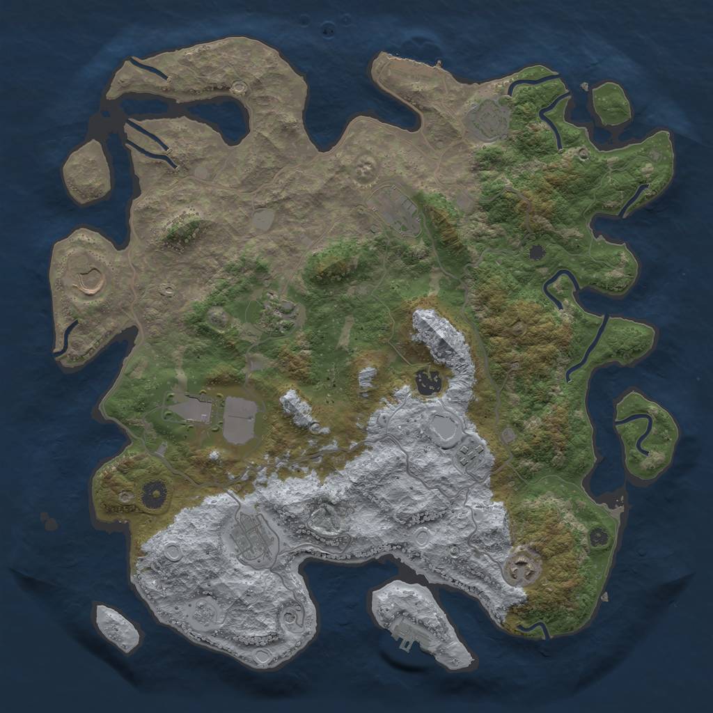 Rust Map: Procedural Map, Size: 4000, Seed: 820707, 18 Monuments