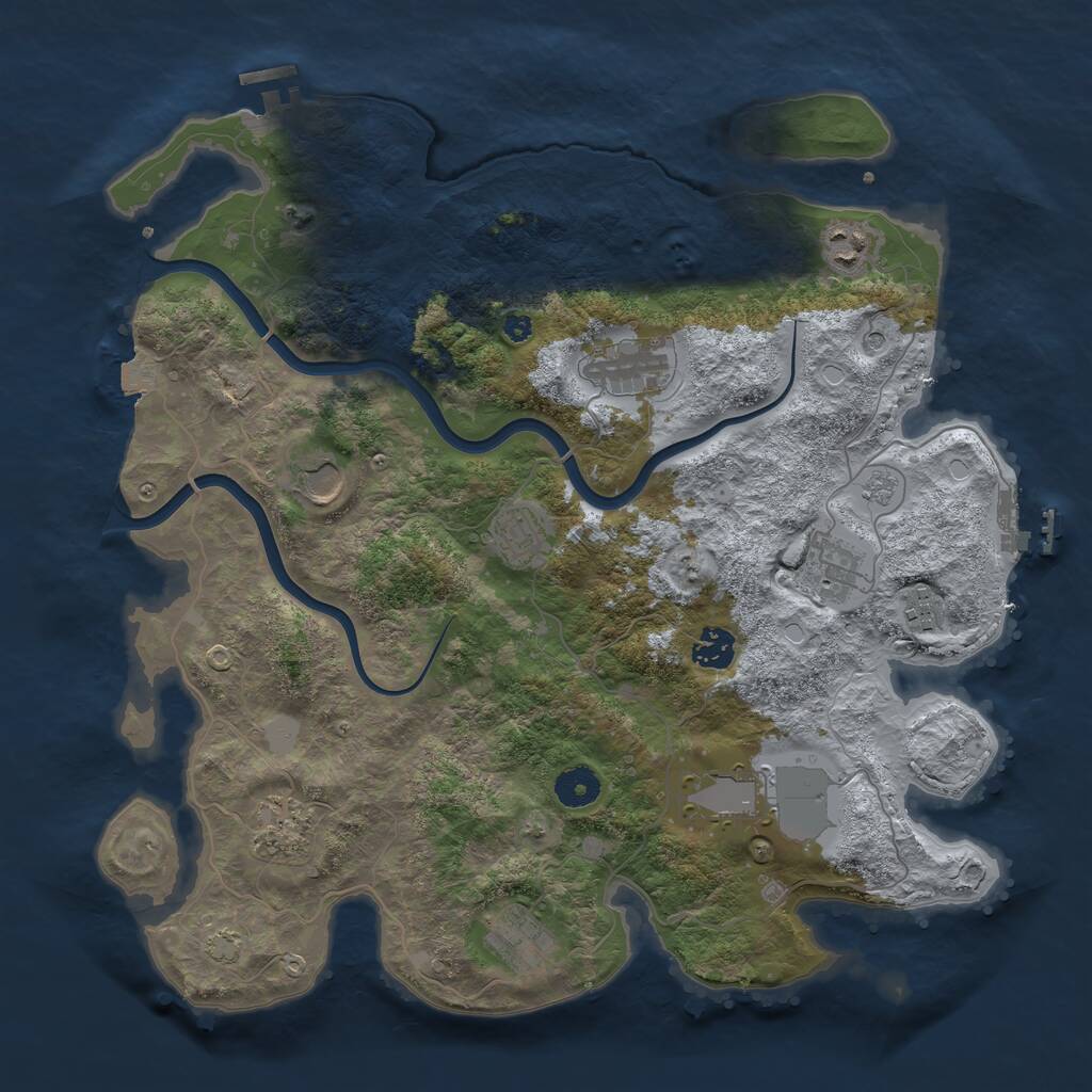 Rust Map: Procedural Map, Size: 3850, Seed: 433522351, 16 Monuments
