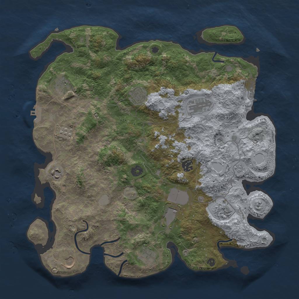 Rust Map: Procedural Map, Size: 3850, Seed: 433522351, 19 Monuments
