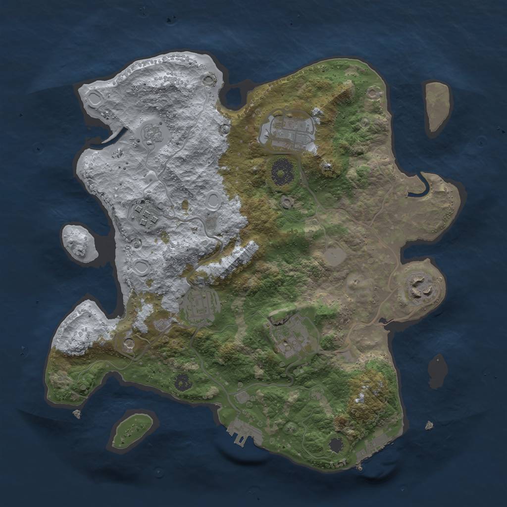 Rust Map: Procedural Map, Size: 3000, Seed: 5329408, 14 Monuments