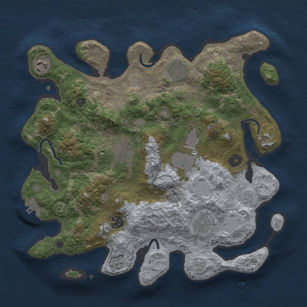 Rust Map: Procedural Map, Size: 3500, Seed: 678194330, 15 Monuments