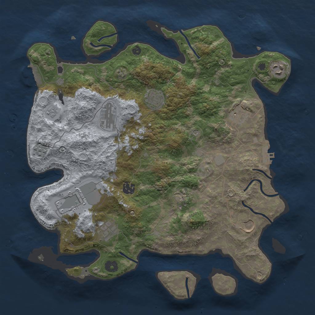 Rust Map: Procedural Map, Size: 3700, Seed: 91287456, 19 Monuments
