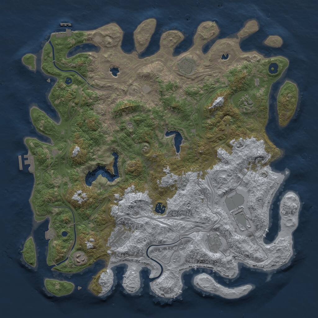 Rust Map: Procedural Map, Size: 4500, Seed: 879265, 14 Monuments