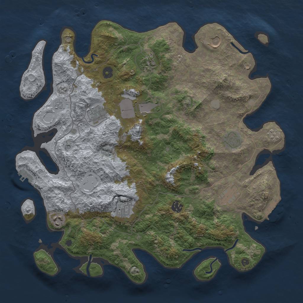 Rust Map: Procedural Map, Size: 4000, Seed: 1288568941, 19 Monuments