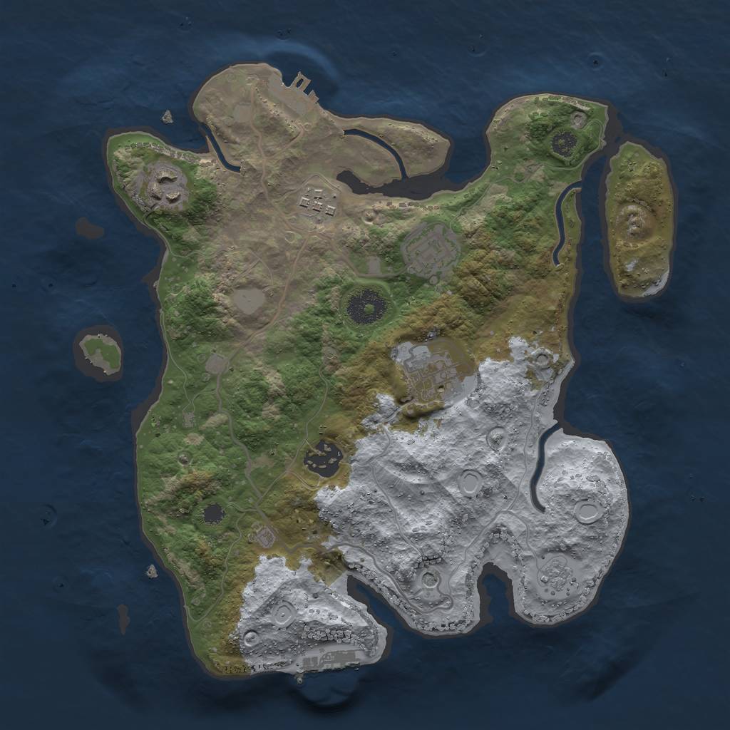 Rust Map: Procedural Map, Size: 3000, Seed: 769340543, 14 Monuments