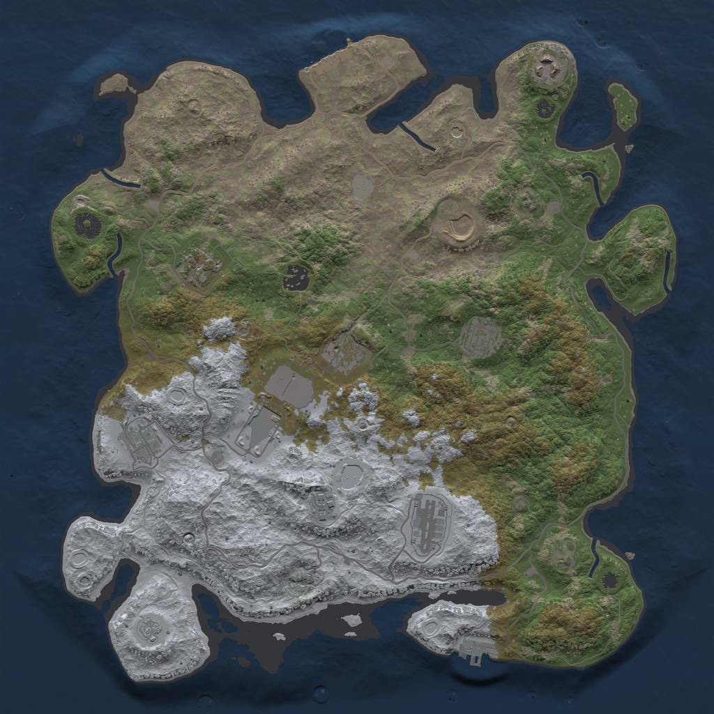 Rust Map: Procedural Map, Size: 4000, Seed: 850307673, 19 Monuments