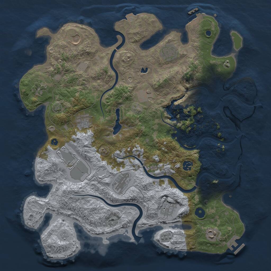 Rust Map: Procedural Map, Size: 4000, Seed: 850307673, 17 Monuments