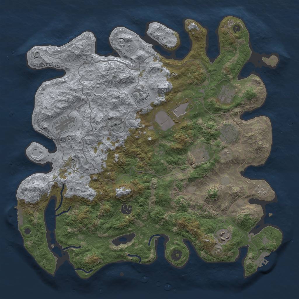 Rust Map: Procedural Map, Size: 4000, Seed: 1397748988, 18 Monuments