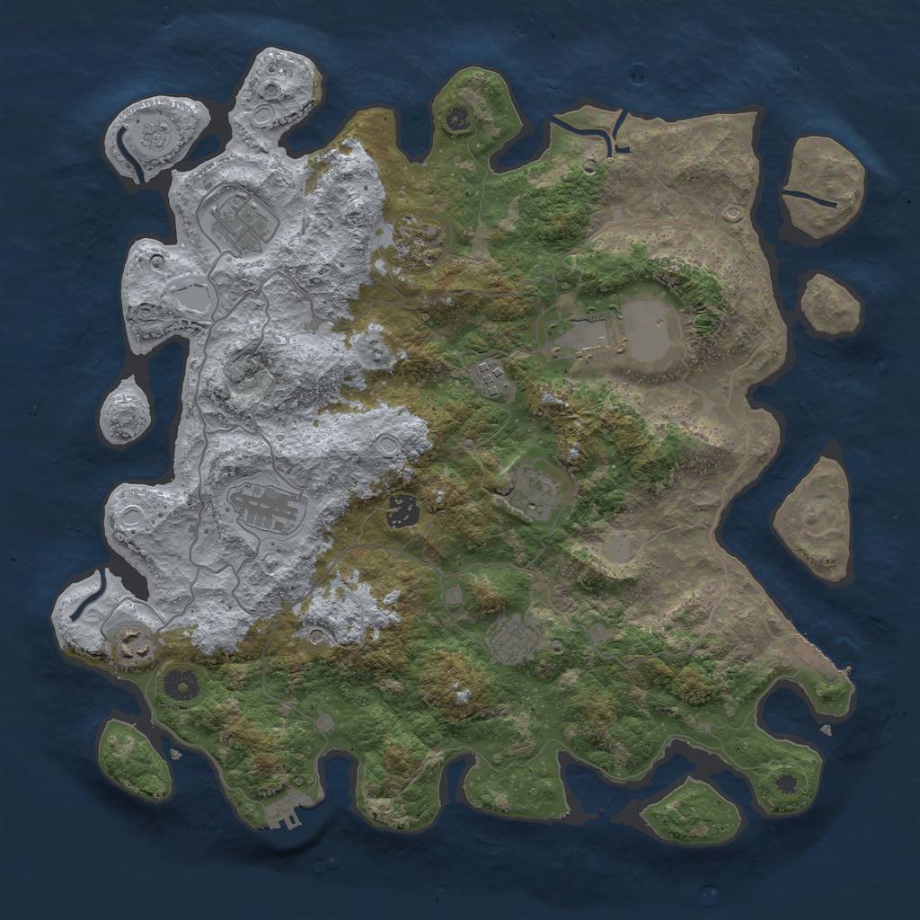 Rust Map: Procedural Map, Size: 4000, Seed: 548343, 18 Monuments