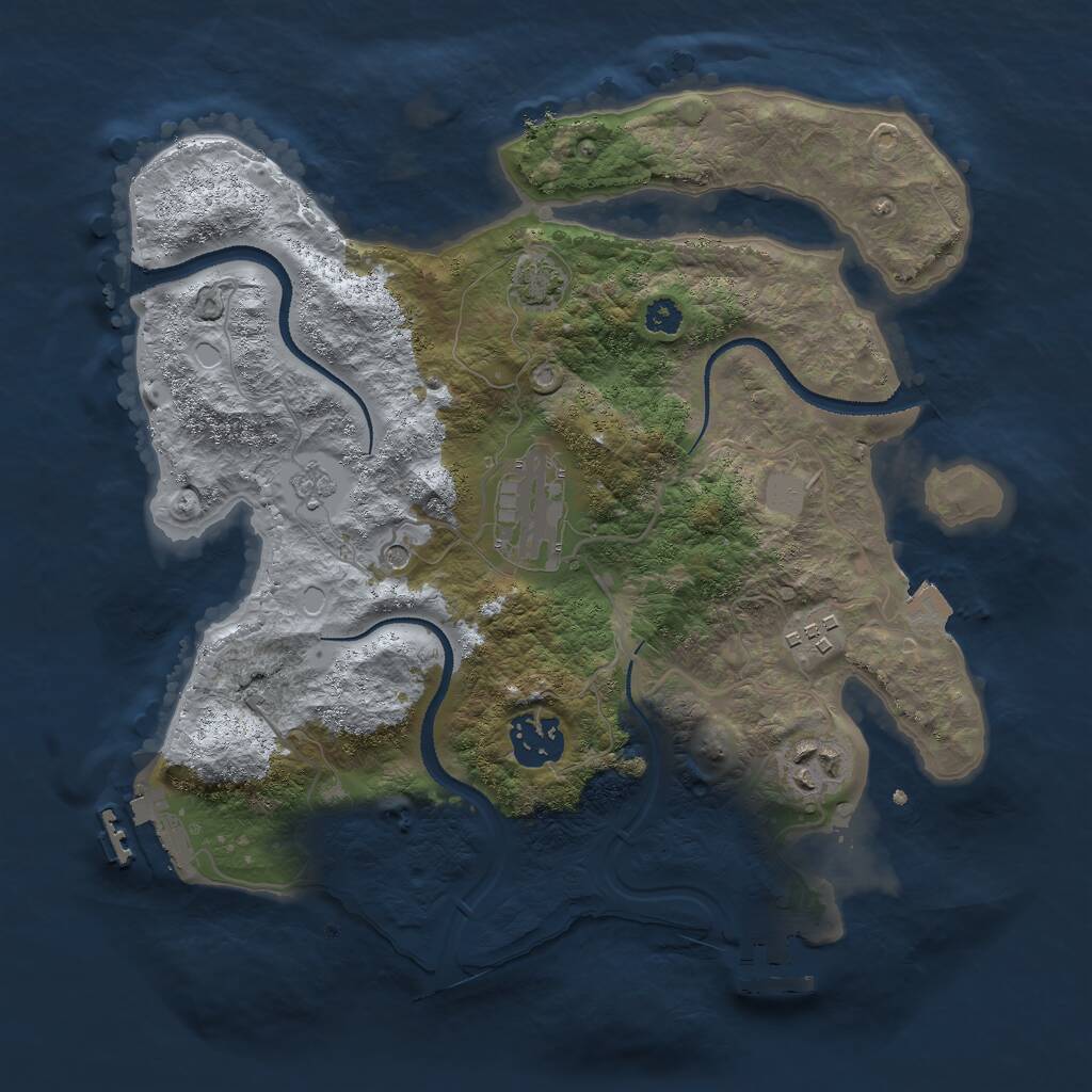 Rust Map: Procedural Map, Size: 3000, Seed: 27165, 10 Monuments