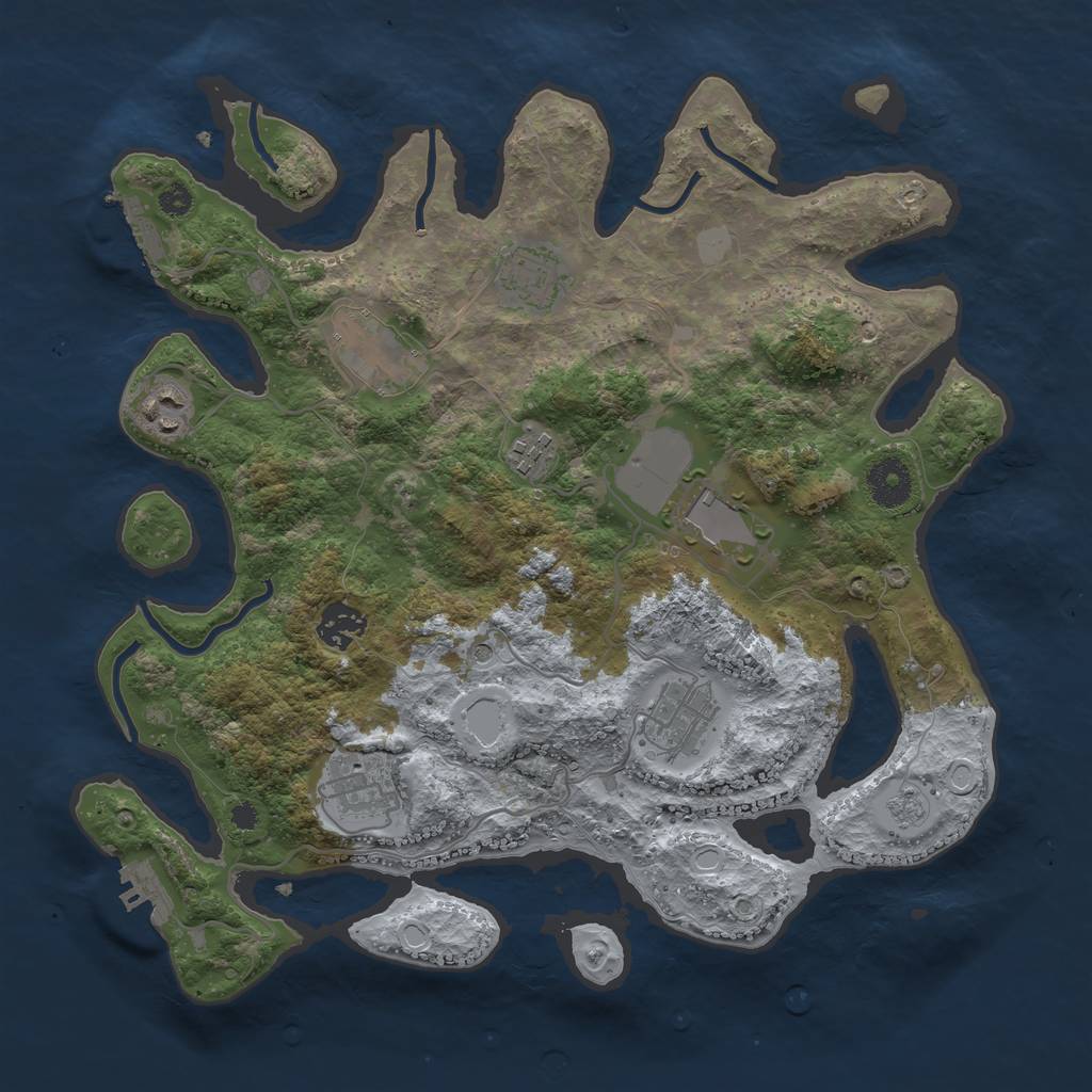 Rust Map: Procedural Map, Size: 3500, Seed: 19378, 17 Monuments