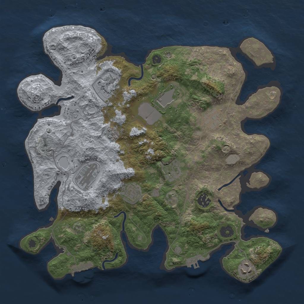 Rust Map: Procedural Map, Size: 3500, Seed: 49284, 17 Monuments