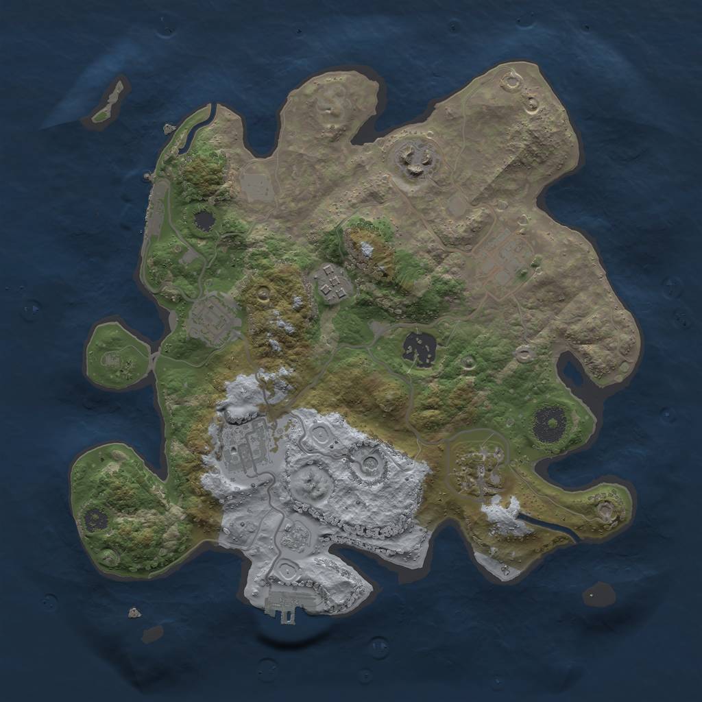 Rust Map: Procedural Map, Size: 3000, Seed: 673362282, 16 Monuments