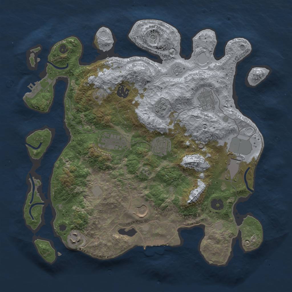 Rust Map: Procedural Map, Size: 3500, Seed: 2009670819, 17 Monuments