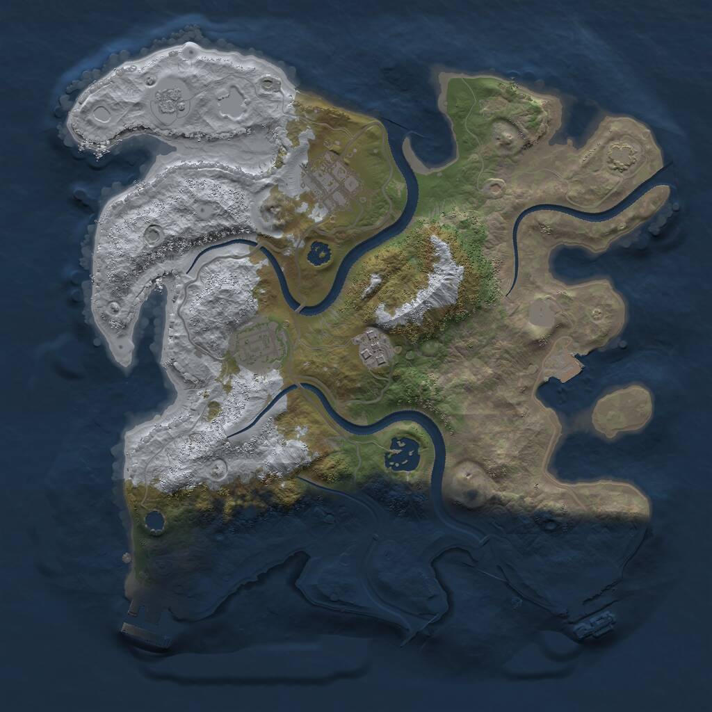 Rust Map: Procedural Map, Size: 3000, Seed: 8981666, 9 Monuments