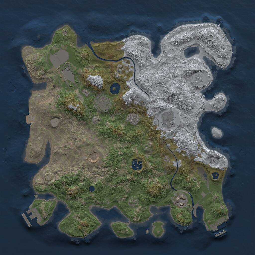 Rust Map: Procedural Map, Size: 3500, Seed: 62900965, 13 Monuments
