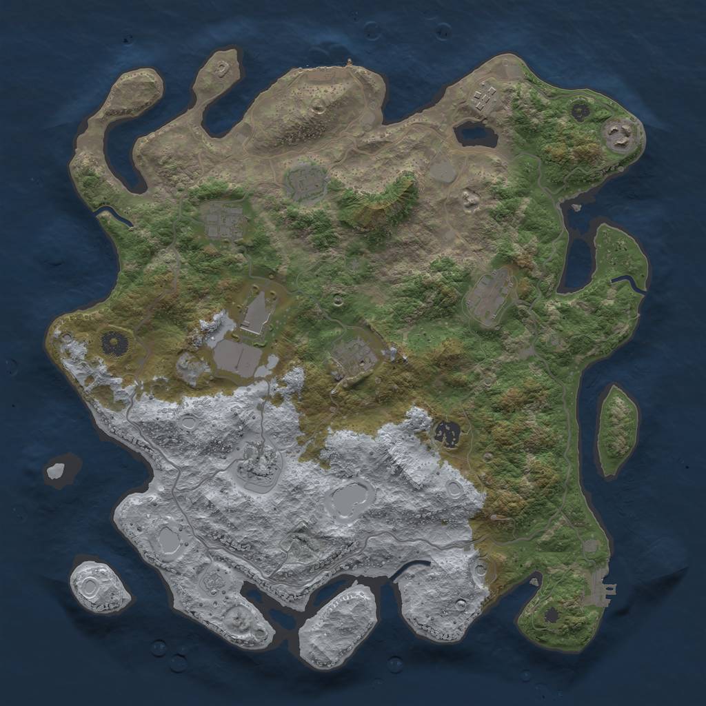 Rust Map: Procedural Map, Size: 4000, Seed: 245461586, 18 Monuments