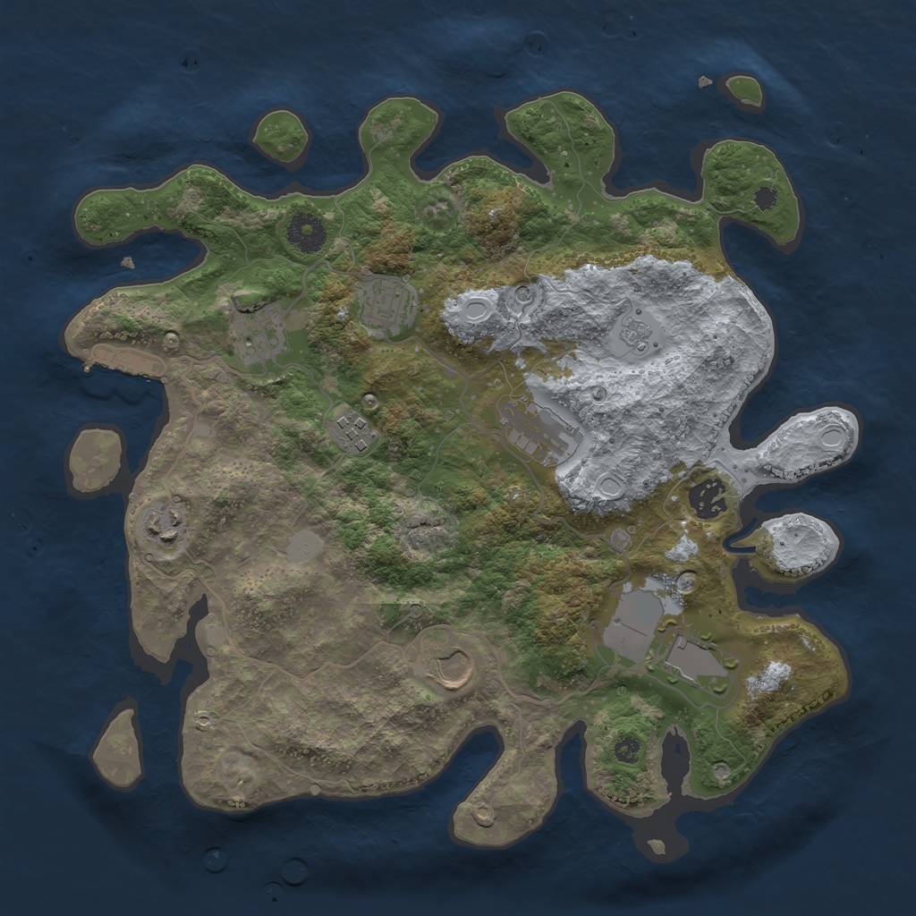 Rust Map: Procedural Map, Size: 3500, Seed: 1389605304, 16 Monuments