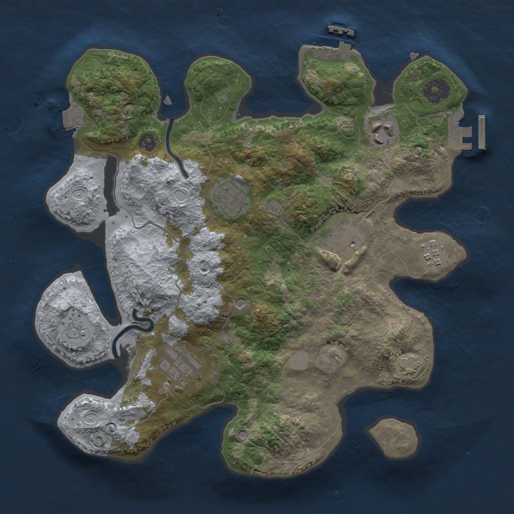 Rust Map: Procedural Map, Size: 3000, Seed: 1483962, 11 Monuments