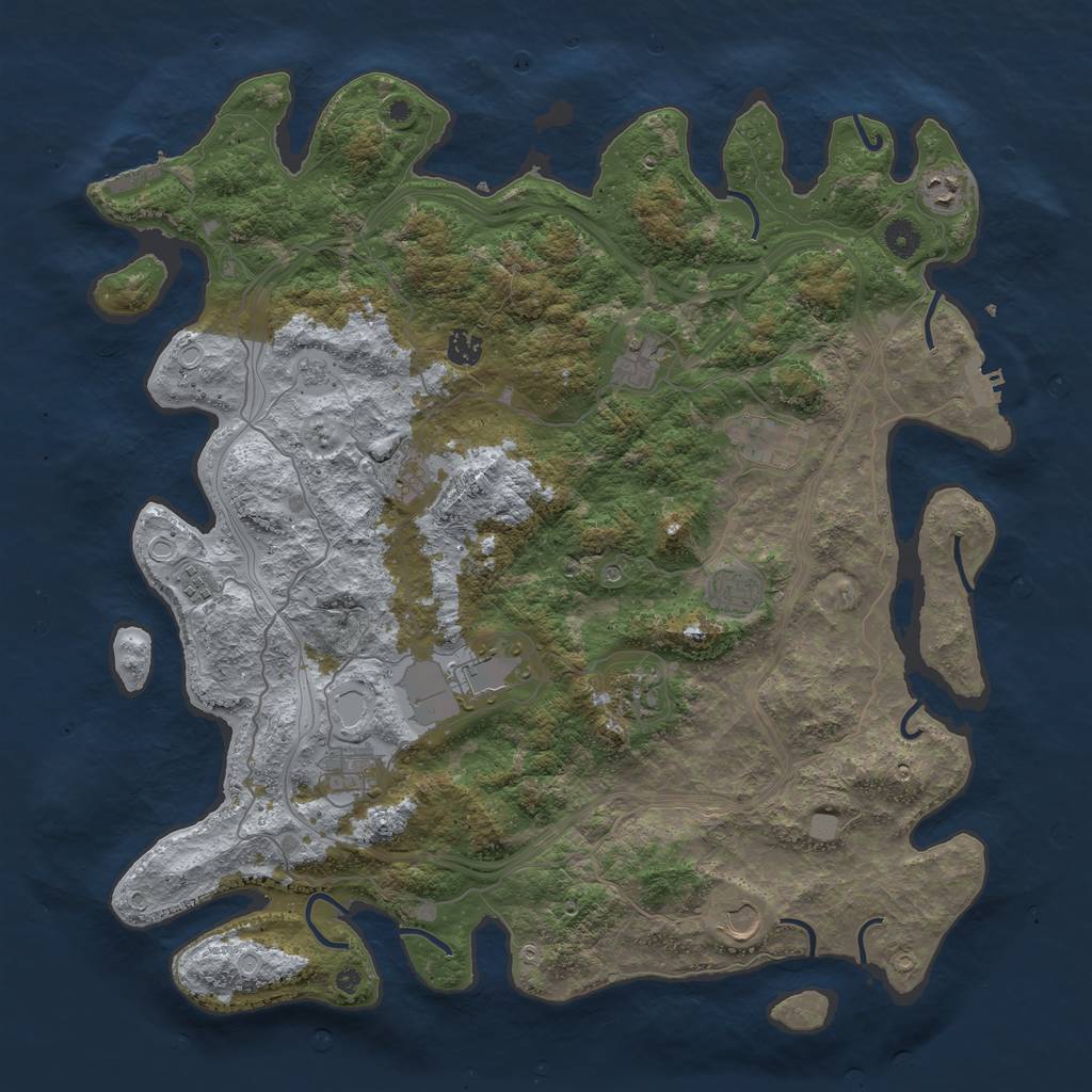 Rust Map: Procedural Map, Size: 4500, Seed: 882922186, 20 Monuments