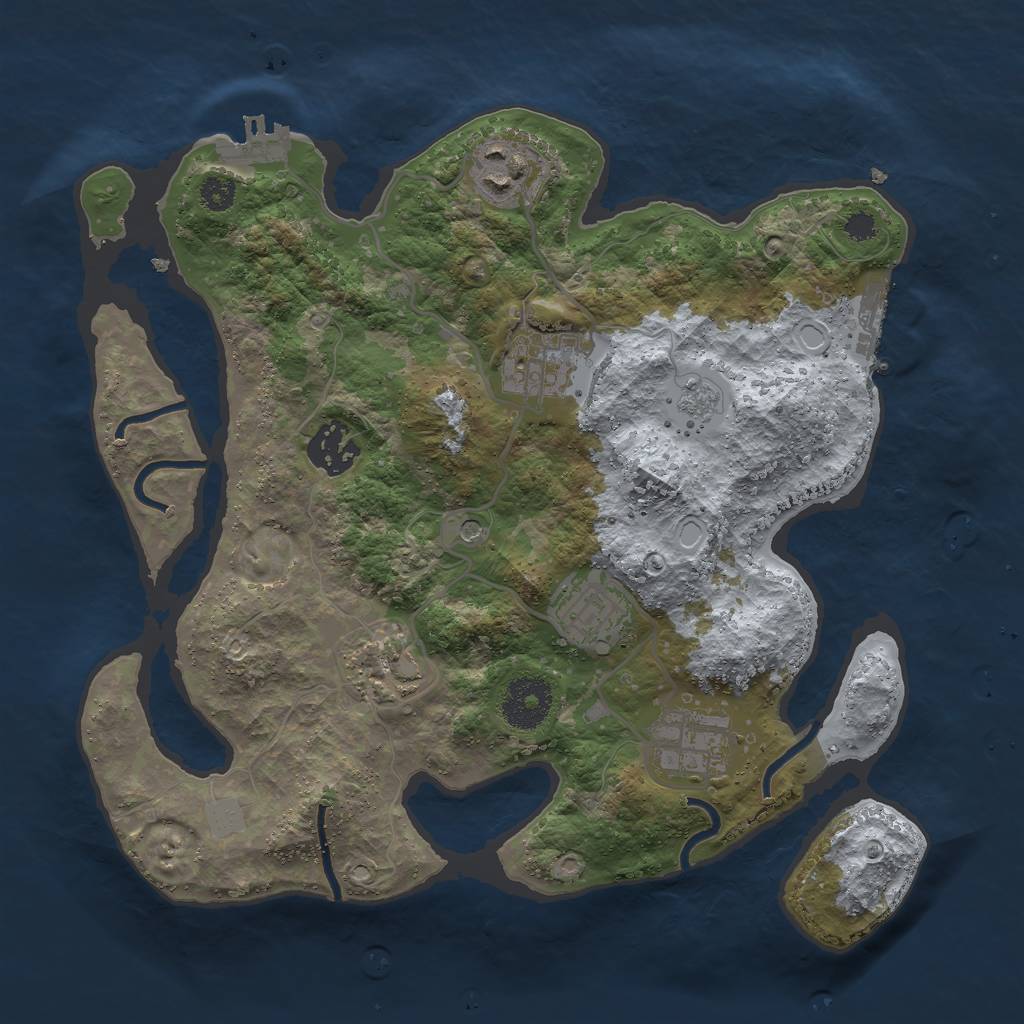 Rust Map: Procedural Map, Size: 3000, Seed: 8025419, 15 Monuments
