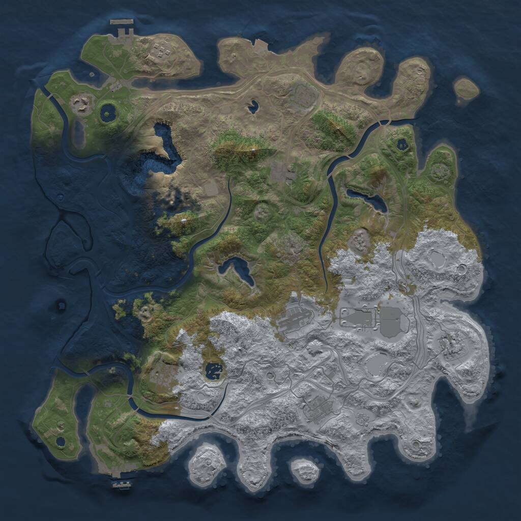 Rust Map: Procedural Map, Size: 4500, Seed: 24020, 16 Monuments