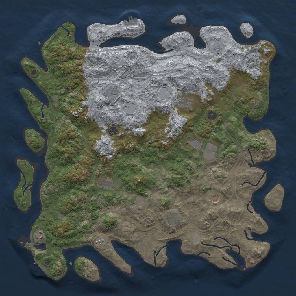 Rust Map: Procedural Map, Size: 4850, Seed: 1013900110, 18 Monuments