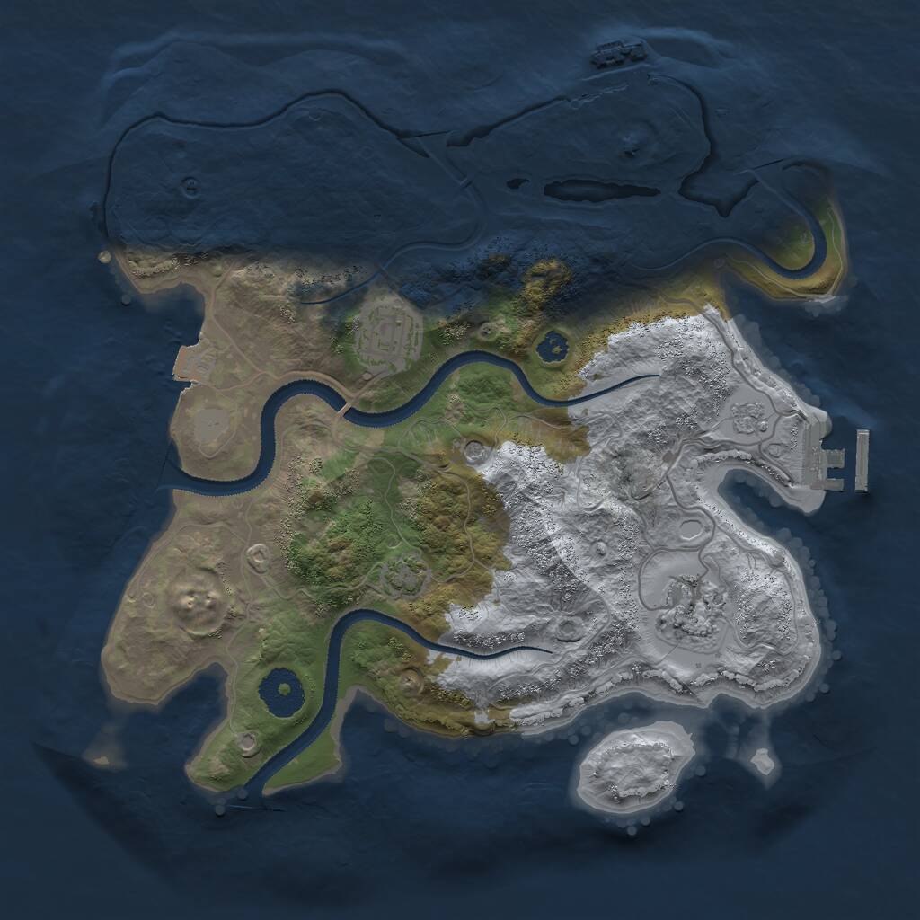 Rust Map: Procedural Map, Size: 3000, Seed: 3940782, 8 Monuments