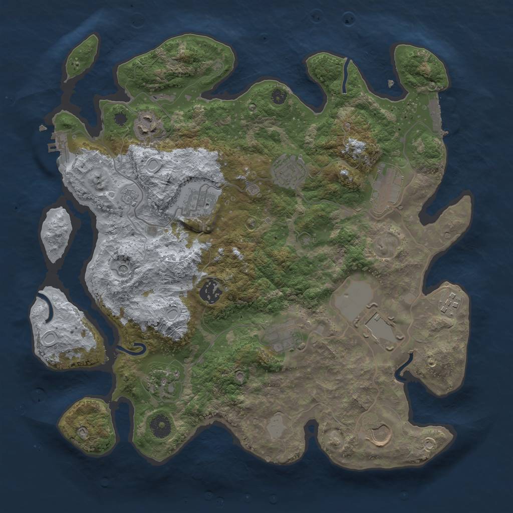 Rust Map: Procedural Map, Size: 3500, Seed: 1368907250, 19 Monuments
