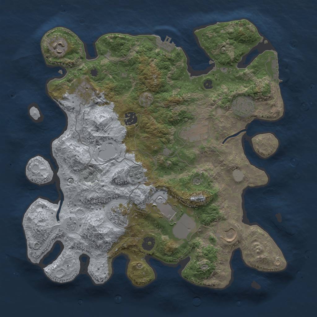 Rust Map: Procedural Map, Size: 3500, Seed: 46261, 18 Monuments