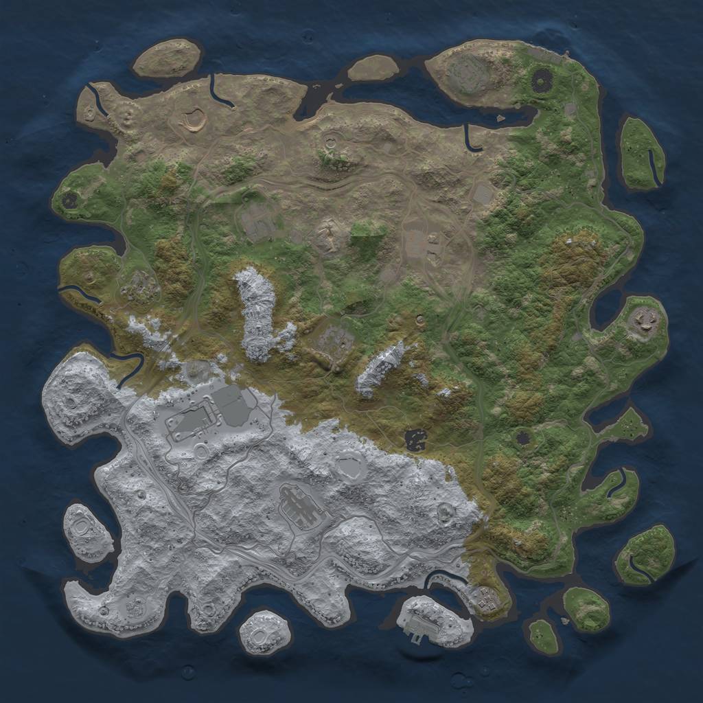 Rust Map: Procedural Map, Size: 4500, Seed: 1025162980, 20 Monuments