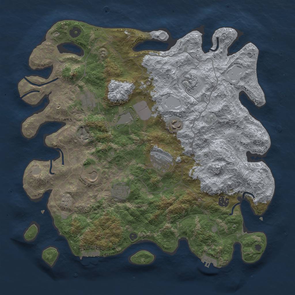 Rust Map: Procedural Map, Size: 4000, Seed: 886474383, 18 Monuments