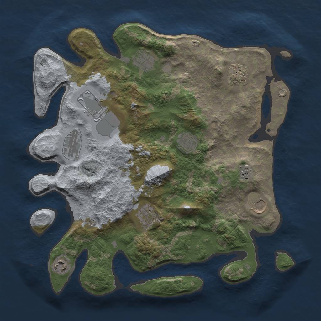 Rust Map: Barren, Size: 3500, Seed: 1095233637, 12 Monuments